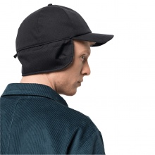 Jack Wolfskin Basecap Fierce Wind Cap mit Fleece-Innenseite, Nacken- und Ohrenschutz schwarz Herren